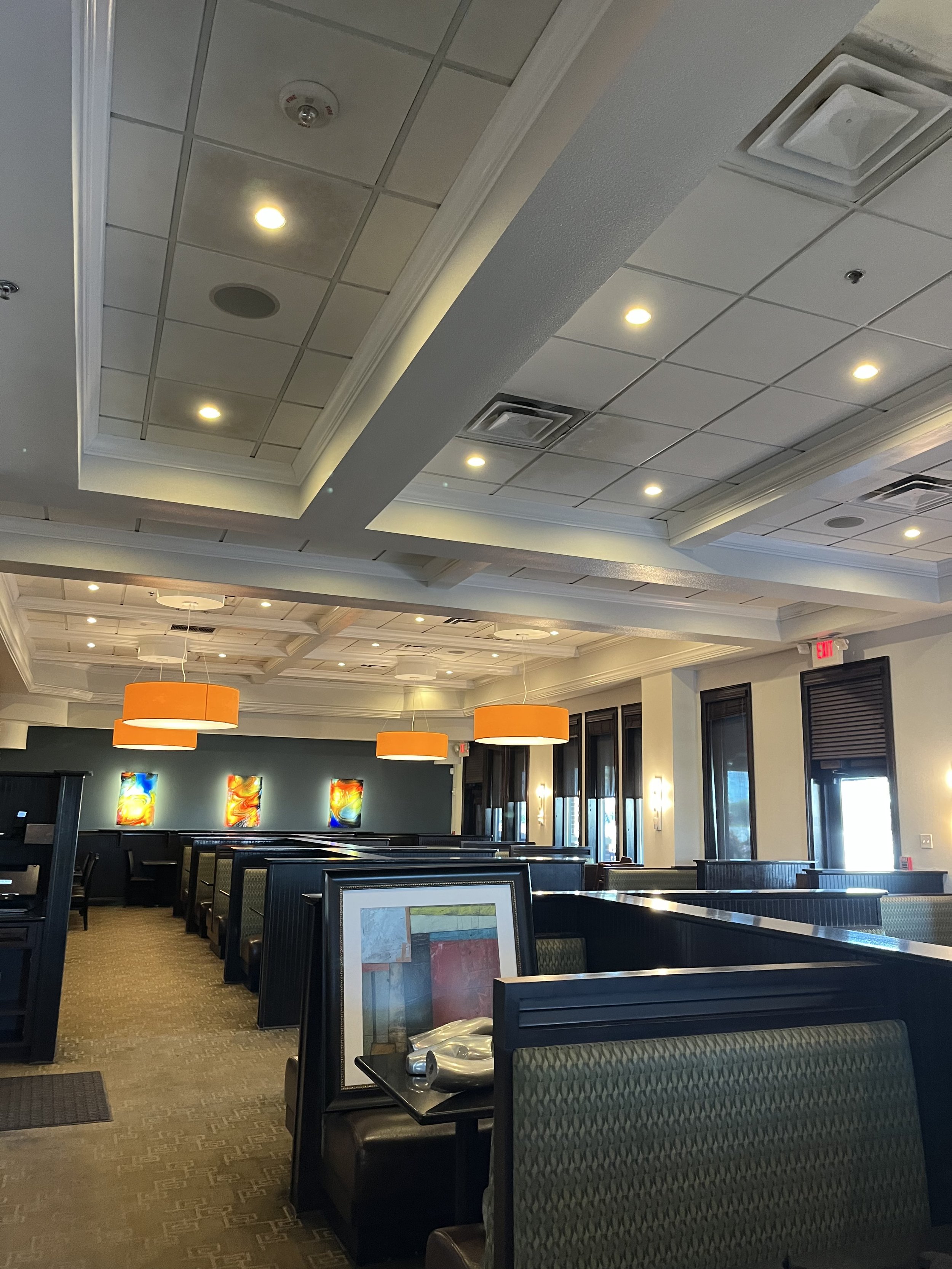 Freshly painted commercial dining interior