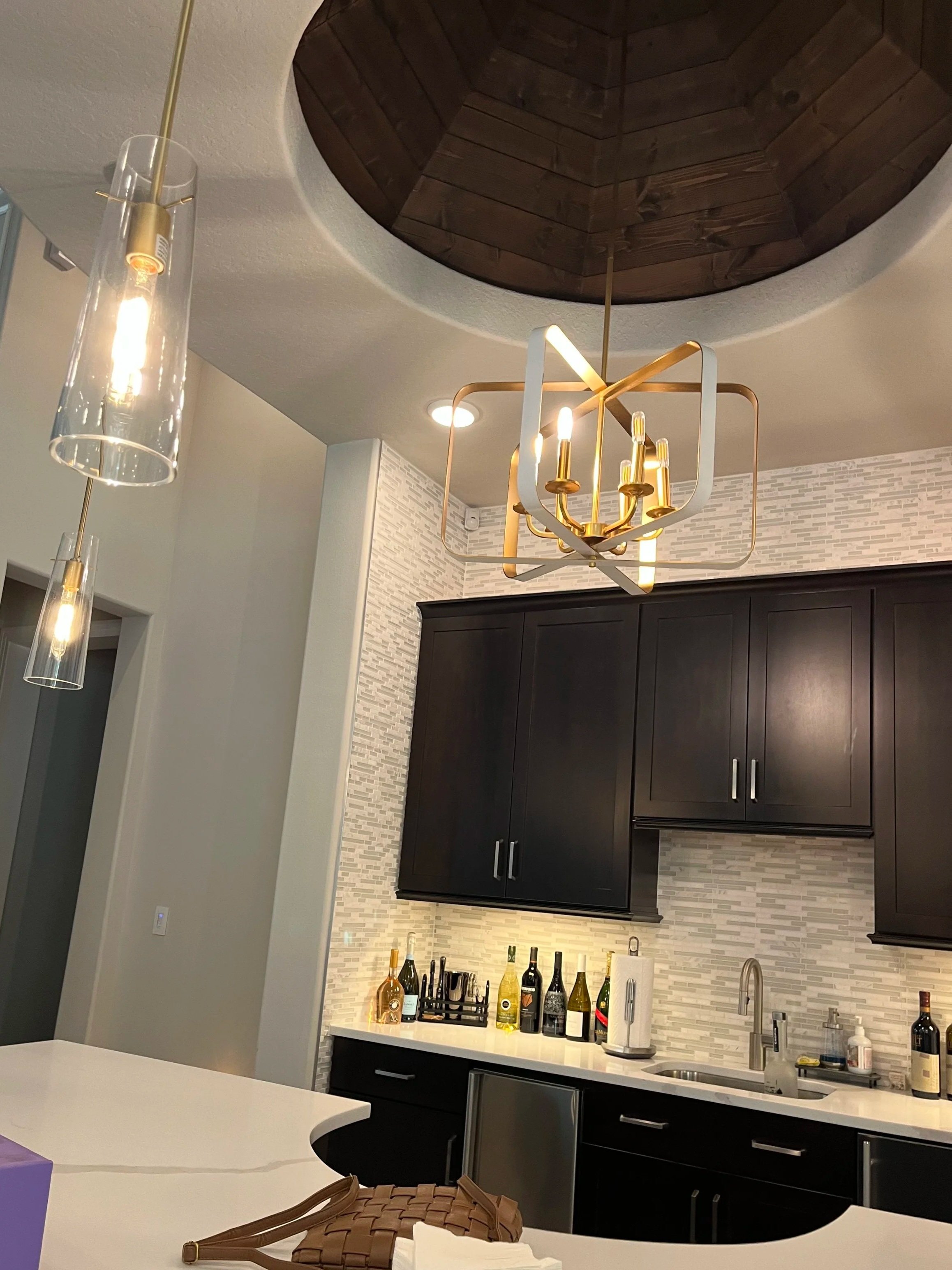 Freshly painted dark cabinetry and trim in a home interior
